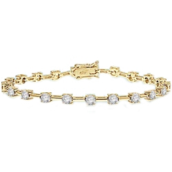 Charming bracelet to enhance your wrist play! 0.25 cts. Round Diamond Essence stones set apart with solid chain links. 3.0 Cts. T.W. set in 14K Solid Yellow Gold.