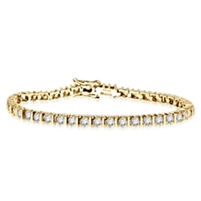 Bar design & 50 Diamond bracelet in Solid Yellow Gold