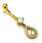 Designer Belly Button Ring in 14K Solid Yellow Gold with 0.85 Ct.T.W. Round Brilliant Stones and Screw On Ball.