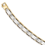 14k Two-tone Brushed & Polished 8.5" Bracelet with fancy Lobster clasp.
