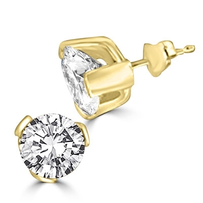 2ct round-cut stone earring in 14K Solid Gold