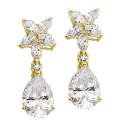 Pear,marquise cut stone-Gold drop earrings