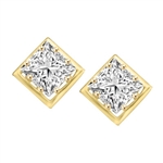 Classic princess cut stones earring in Solid Gold