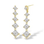 5 princess cut square Stone gold drop earring