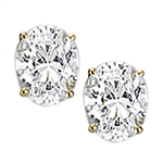 Solid gold stud earing with oval cut stone