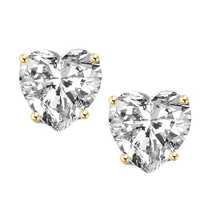 Diamond Essence Heart Studs, 0.5 ct. each, set in 14K Solid Gold. 1.0 ct.t.w. Choice of 2.0 ct.t.w. and 4.0 ct.t.w. available.