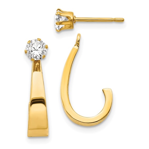 14K Gold J Hoop with Diamond Essence Stud Earring Jackets