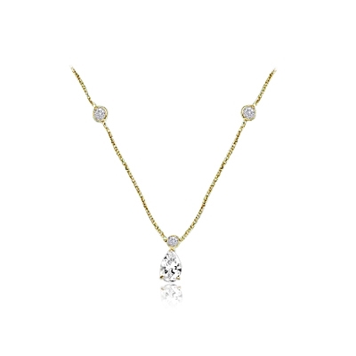 3ct pear cut diamond with bezel-set in yellow gold