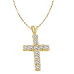 round stones gold cross pendant