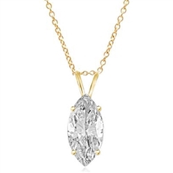 14K Solid Gold, Marquise cut Diamond Essence pendant, 1.0 carat. Also available in 2.0 cts. and 3.0 cts.