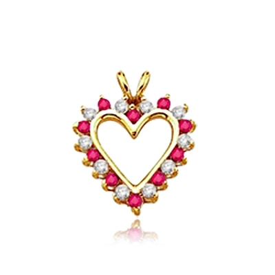 Ruby Essence Heart Pendant - 0.5 Cts. T.W. set in 14K Solid Yellow Gold.