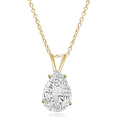 Pear-cut Diamond pendant in  14K Solid Gold