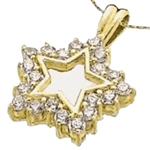 Gold star pendant-20 round melee in prong setting
