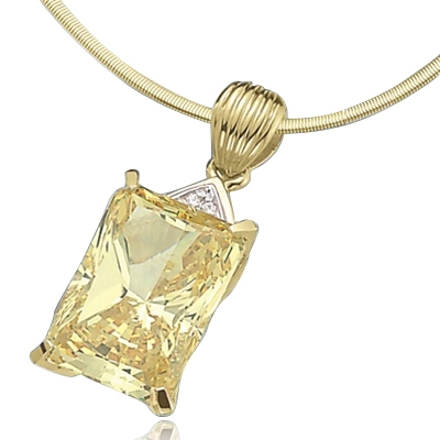 18ct canary stone pendant in 14k solid gold