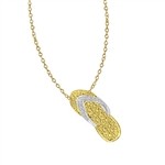 Golden Sandal - Sandal Pendant adds a happy touch to your outing. slip this around your neck any time and start showing off! 3-4 inch length. 0.1 cts. T.W. set in 14K Solid Yellow Gold.