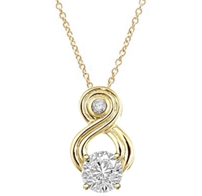 Intriguing and exotic pendant with 2 carat Diamond Essence round brilliant masterpiece in 14K Solid Gold.