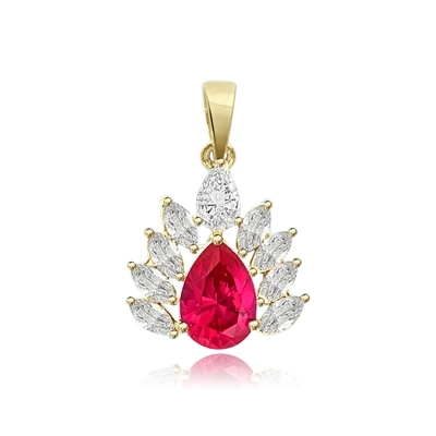2ct pear cut ruby,marquise cut pendant in solid gold