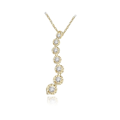 Diamond Essence Journey Pendant of 7 Round Brilliant Graduated Stones set in 14K Solid Yellow Gold. 5.0 Cts.T.W.