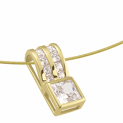 Slide gold pendant - 1ct princess cut & square stones