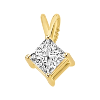 0.5ct wire basket setting princess cut stone in gold pendant