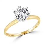 Solitaire ring with 2 carat stone set in two-tone