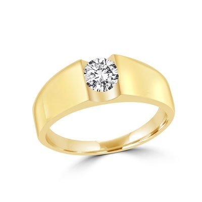 14K Solid Yellow Gold  ring with 1.0 carat round brilliant stone.