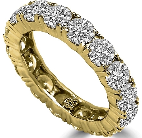 Diamond Essence Eternity Ring, With 4 Cts.T.W. Round Brilliant Stones In 14K Solid Yellow Gold.