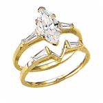 Ring – wedding set with 1.25 ct marquise cut diamond