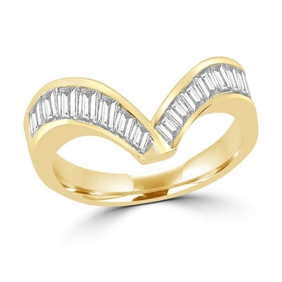 Serenity - V-Shaped Ring,2.0 Cts. T.W with Baguettes in a channel setting. Recognizes the peace of your true happiness, in 14K Solid Gold.