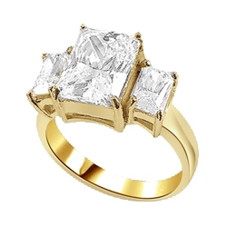 radiant emerald-cut diamond ring in gold