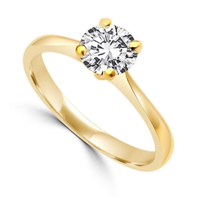 Delicate Darling - 0.75 Ct. Round Cut Brilliant Solitaire Ring to set the heart racing. In 14k Solid yellow Gold.