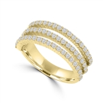 Diamond Essence Ring with Round Brilliant Melee Set In Three Delicate Rows, 1.50 Cts.T.W. In 14K Solid Yellow Gold.