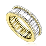 Magnificent Eternity Band with Diamond Essence Baguettes all around, outlined with Diamond Essence melee in delicate prong setting of 14K Solid Yellow Gold. 4.5 Cts. T.W.