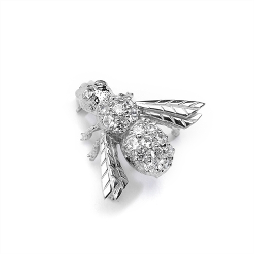 Attractive Bee Pin, 0.85 Cts. T.W. with a bevy of Round Cut Jewels, in Platinum Plated Sterling Silver.