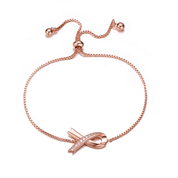 Diamond Essence Rose Gold Plated Silver Bracelet with adjustable clasp. Fits every wrist and looks charming in loop design with Round Brilliant stones.