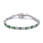 Diamond Essence Silver Bracelet With Green and White Stones Placed Alternately For A Glamorous Look