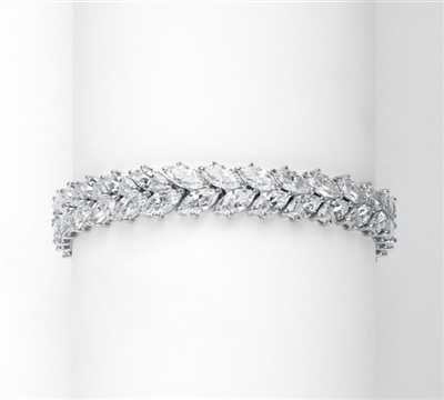7" long Diamond Essence Designer Bracelet with 32.0 Cts. Marquise Essence, set in Platinum Plated Sterling Silver.