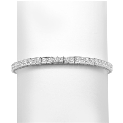7" long tennis bracelet strung with 55 princess cut masterpieces in a mesmerizing array, with double safety clasp, 6.0 cts. t.w. in Platinum Plated Sterling Silver.