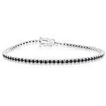 Black Beauty - Delicate Onyx bracelet to subtly fit on your wrist 6.75 inch. 2 Cts. T.W. in Platinum Plated Sterling Silver.