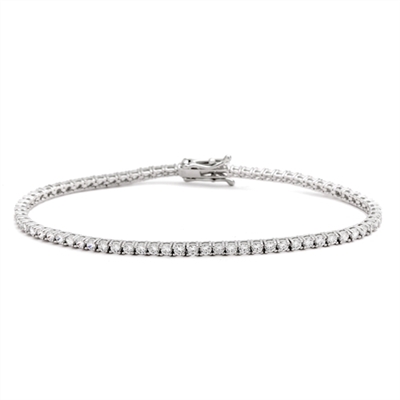 Platinum Plated Silver-7" round stone bracelet