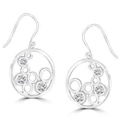 0.74ct Diamond earring with open-cut in sterling silver