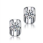 Diamond Essence 1.50 Cts. each, Round Brilliant Stone Set in Platinum Plated Sterling Silver, Artistically Curved Tension Setting, 3.0 Cts. T.W.