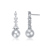 Diamond Essence Drop Earrings with Pearl, Marquise and Round Brilliant Stones, 1.50 cts.t.w. - SEC1855