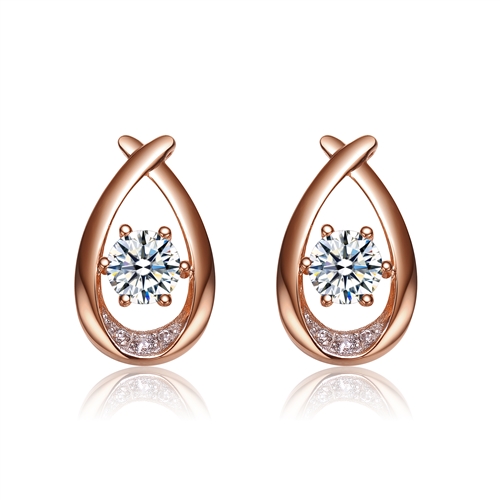 Diamond Essence Rose plated over Sterling Silver Designer Earring, 2,0 Cts.t.w.