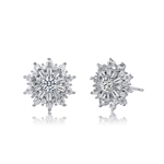 Diamond Essence Designer Studs With Round Brilliant Stones And Baguettes, 1.70 Cts.T.W. in Platinum Plated Sterling Silver.
