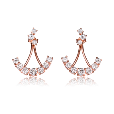 Diamond Essence  Rose Gold Anchor Shaped Earrings In Sterling Silver - SEC8718R