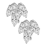 Diamond Essence Marquise Cut stone, 0.5 ct. each, set in floral design, 3.0 Cts.T.W. in Platinum Plated Sterling SIlver.