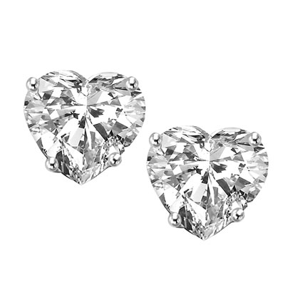 1 carat Diamond Essence Heart Studs in Platinum Plated Sterling Silver