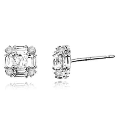 Little beauty. Diamond Essence traditional baguettes, princess cut and round brillaints set in artistic way in Platinum Plated Sterling Silver, 2.0 cts.t.w.