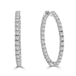 In and Out Hop Earrings with Round Brilliant Diamond Essence Stones, 3.25 cts.t.w. in Platinum Plated Sterling Silver.